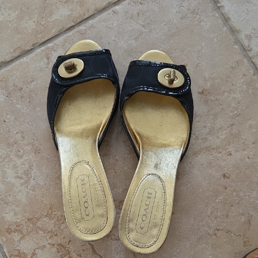 Coach Black and Gold Women's Mules